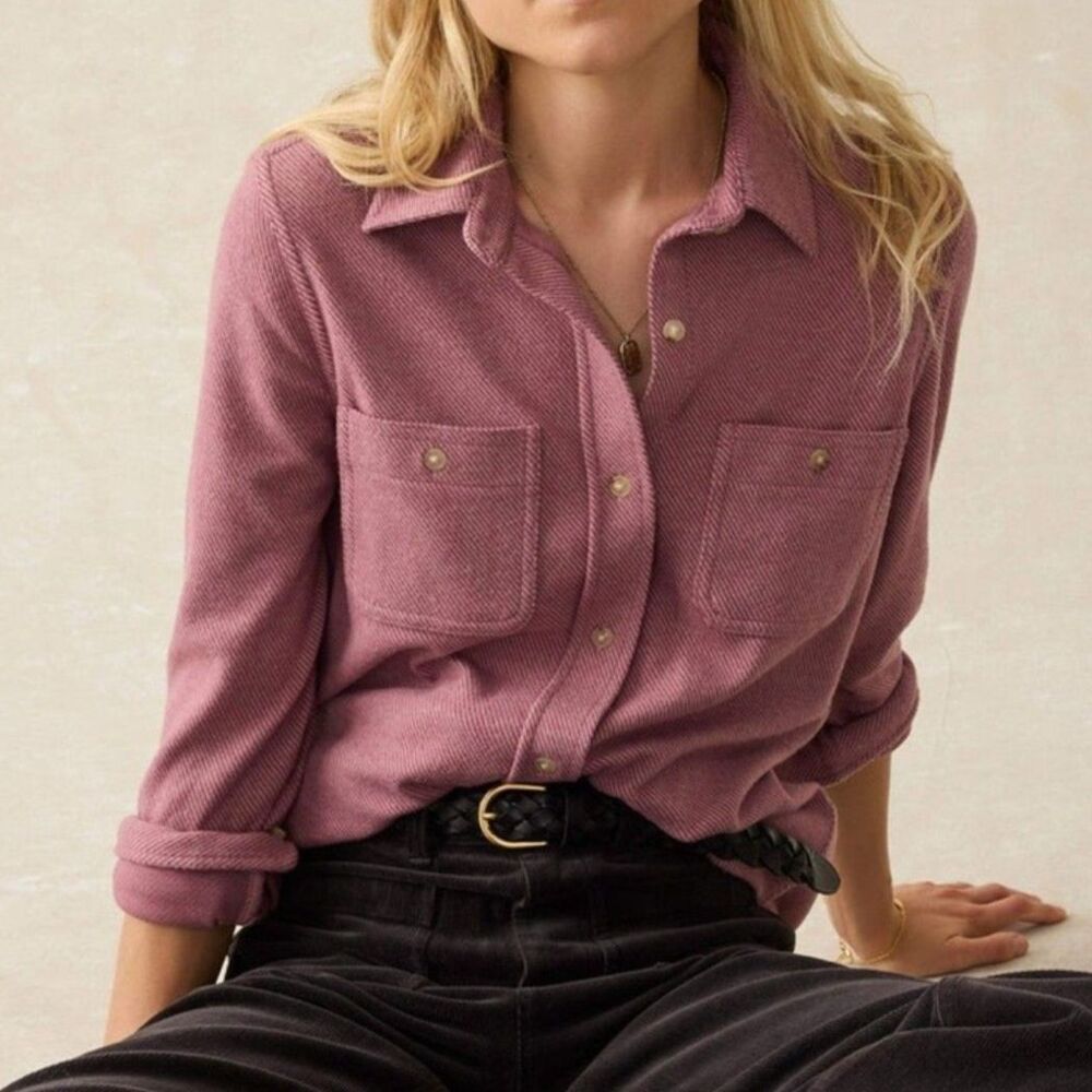 Faherty Women’s Legend™ Sweater Shirt Rose Twill Shacket Fleece Cozy